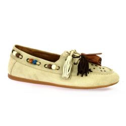Coco abricot Mocassins cuir velourstaupe