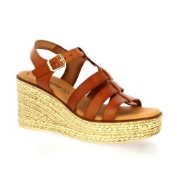 Eva frutos Nu pieds cuircognac