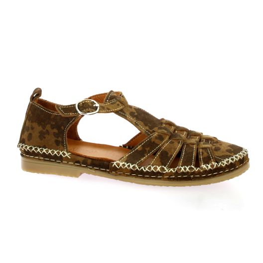 Coco abricot Nu pieds cuir velours léopard