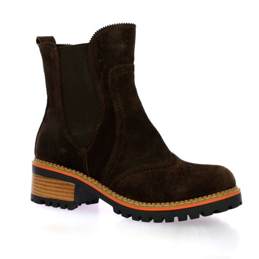Coco abricot Boots cuir velourschocolat