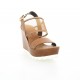 Elizabeth stuart Nu pieds cuir cognac